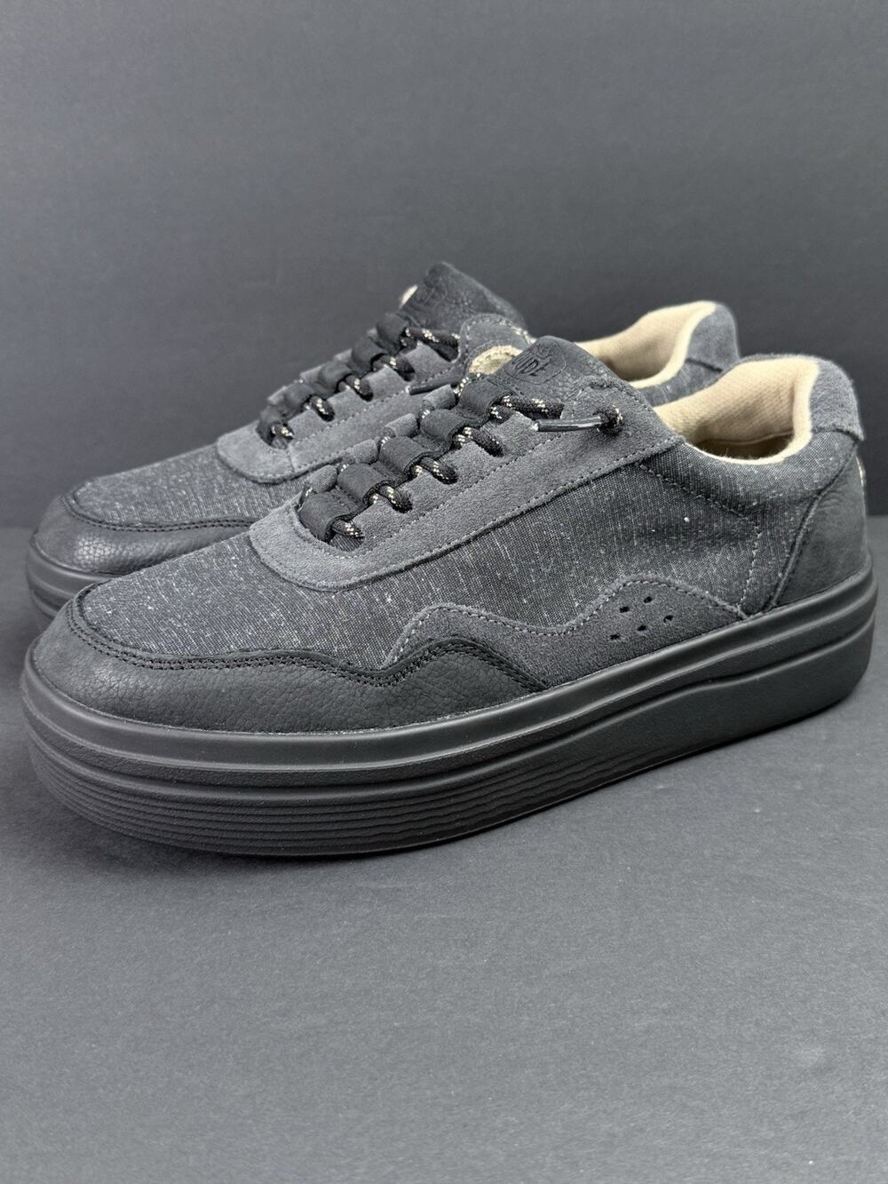 Hey Dude Hudson Lift Sport Women’s 8 Black Platform Sneakers Casual Shoes